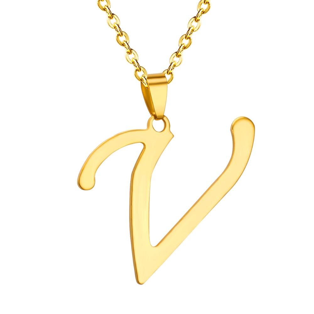 ASON Initial 26 Letters A-Z Gold Color Stainless Steel Modern Chain Choker Pendant Necklaces For Women Fashion Jewelry asonjewelry