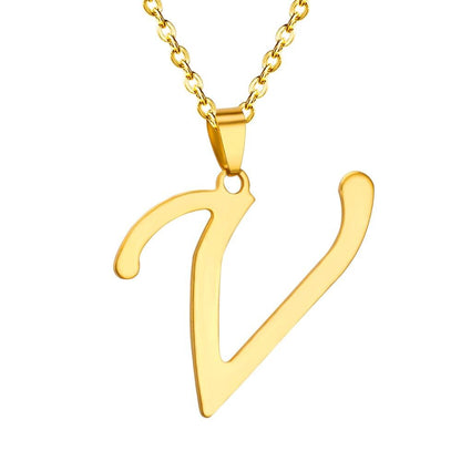 ASON Initial 26 Letters A-Z Gold Color Stainless Steel Modern Chain Choker Pendant Necklaces For Women Fashion Jewelry asonjewelry