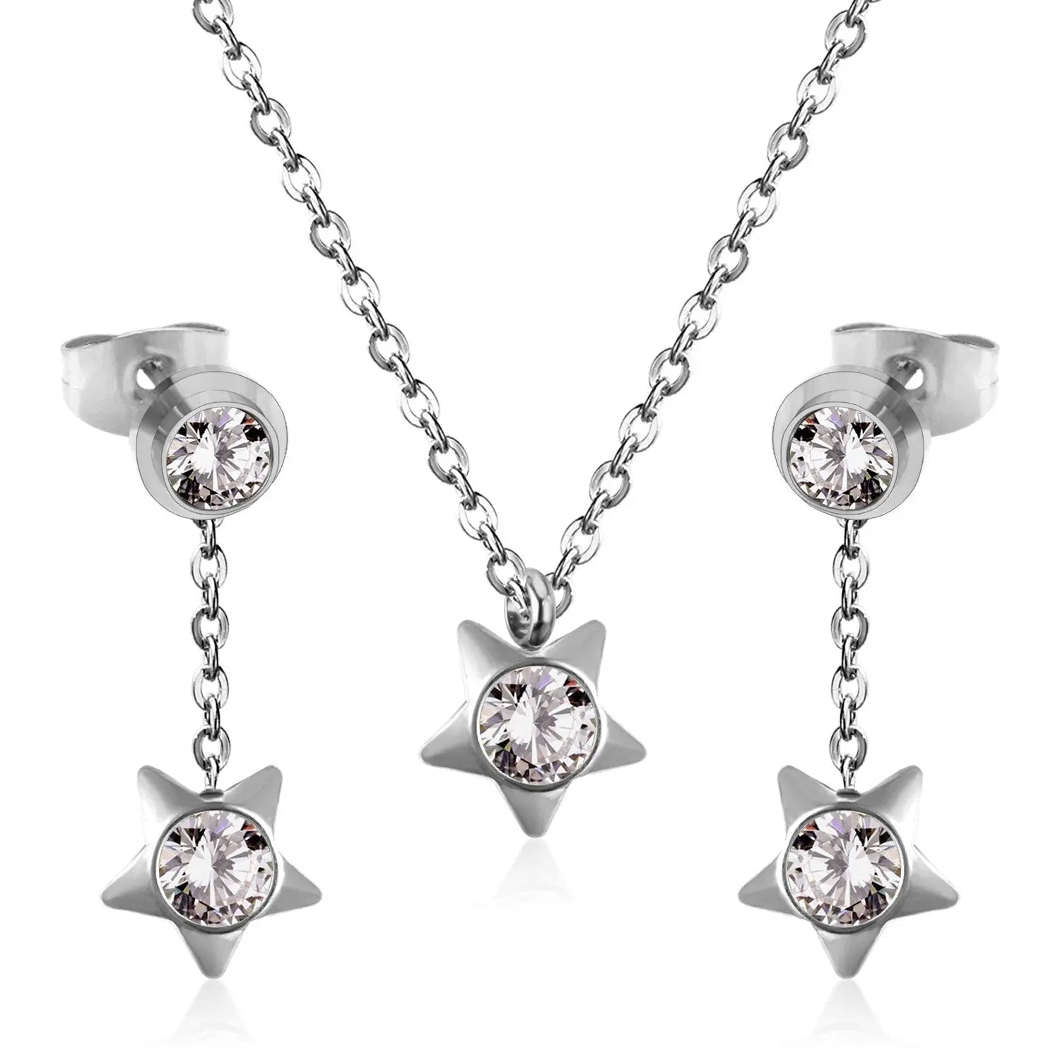 New Heart Shape Crystal Fashion Necklaces Droop Earrings Sets For Woman Dubai Wedding Jewelry Set pendientes bijoux asonjewelry