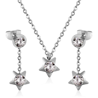 New Heart Shape Crystal Fashion Necklaces Droop Earrings Sets For Woman Dubai Wedding Jewelry Set pendientes bijoux asonjewelry