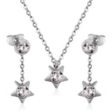 New Heart Shape Crystal Fashion Necklaces Droop Earrings Sets For Woman Dubai Wedding Jewelry Set pendientes bijoux