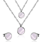Fashion Elegant Luxury Double Chain Stainless Steel Necklaces Earrings Sets For Ladies Wedding Jewellry pendientes