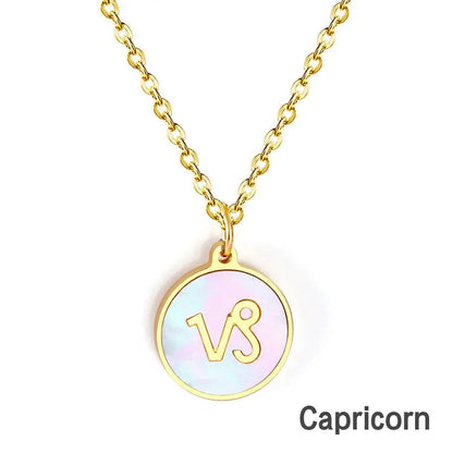 Shell Pendant Twelve Constellation Stainless Steel Necklace Man Jewelry For Women Choker Chain Necklace Collar 2021 asonjewelry