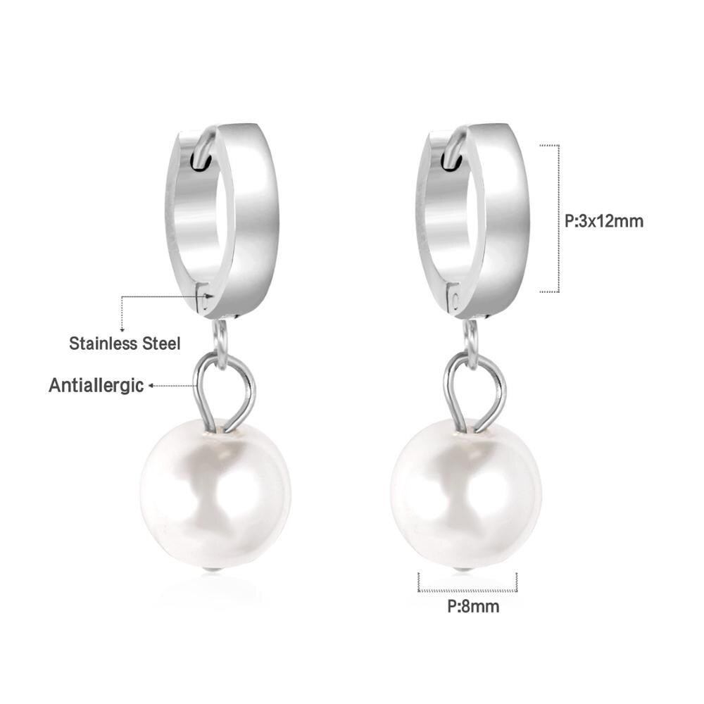 ASON Elegant Imitation Pearl Dangle Earrings 316L Stainless Steel Drop Earring for Women Girl Small Fashion Jewelry asonjewelry