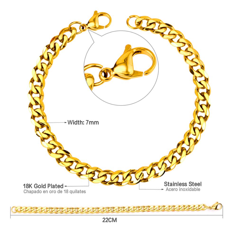 ASON Fashion Gold Color 7mm Stainless Steel Link Cuban Chain Bracelets Bangle for Men Women Party Gift Wholesale Jewelry asonjewelry