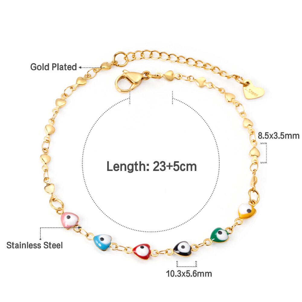 ASON Trendy Evil Eyes Charm Anklet 316L Stainless Steel Gold Color Foot Chain for Women Beach Jewelry Fashion Jewelry Gift asonjewelry