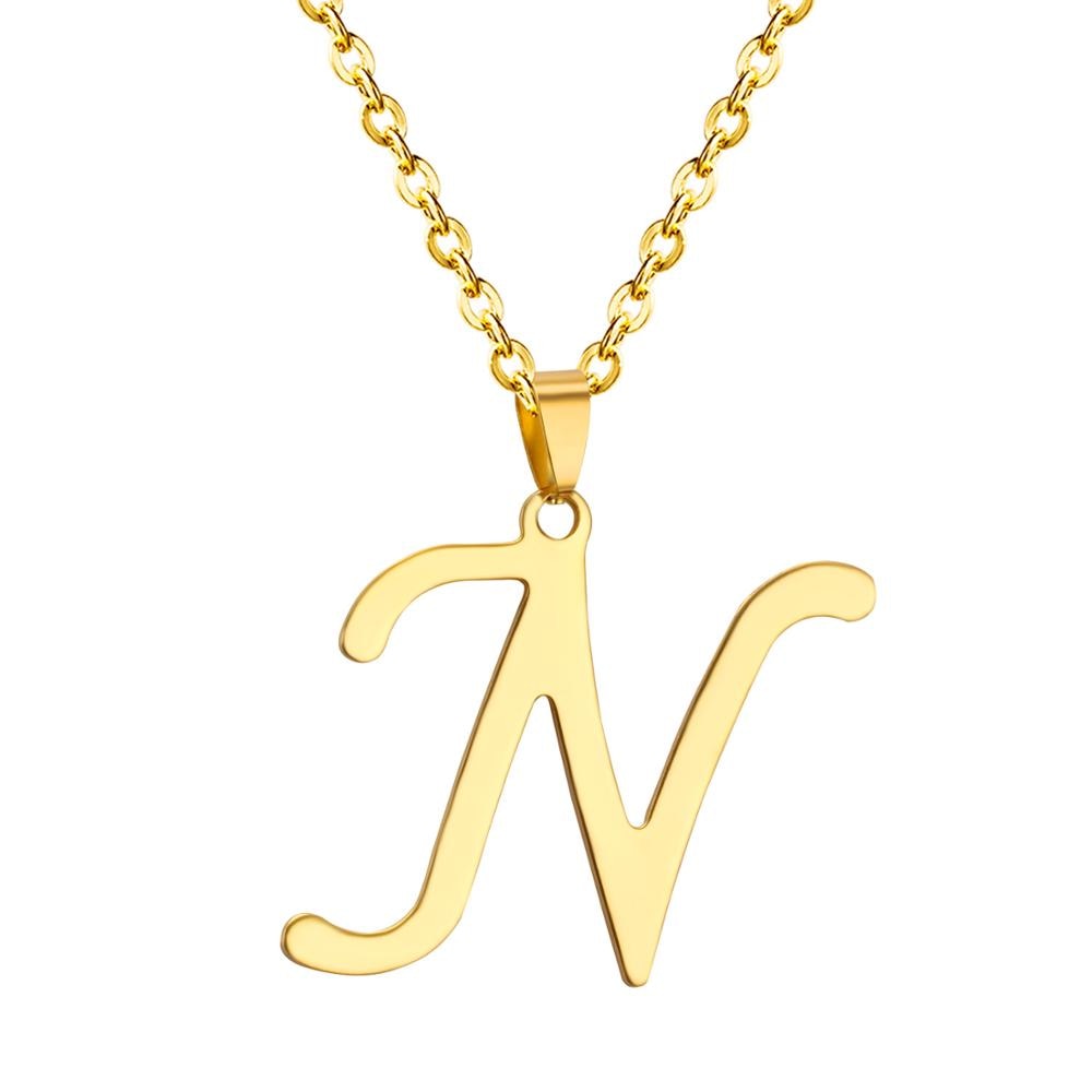 ASON Initial 26 Letters A-Z Gold Color Stainless Steel Modern Chain Choker Pendant Necklaces For Women Fashion Jewelry asonjewelry