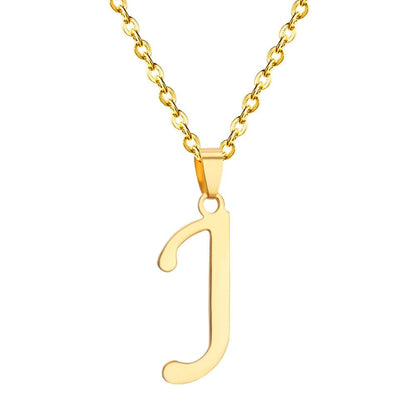 ASON Initial 26 Letters A-Z Gold Color Stainless Steel Modern Chain Choker Pendant Necklaces For Women Fashion Jewelry asonjewelry