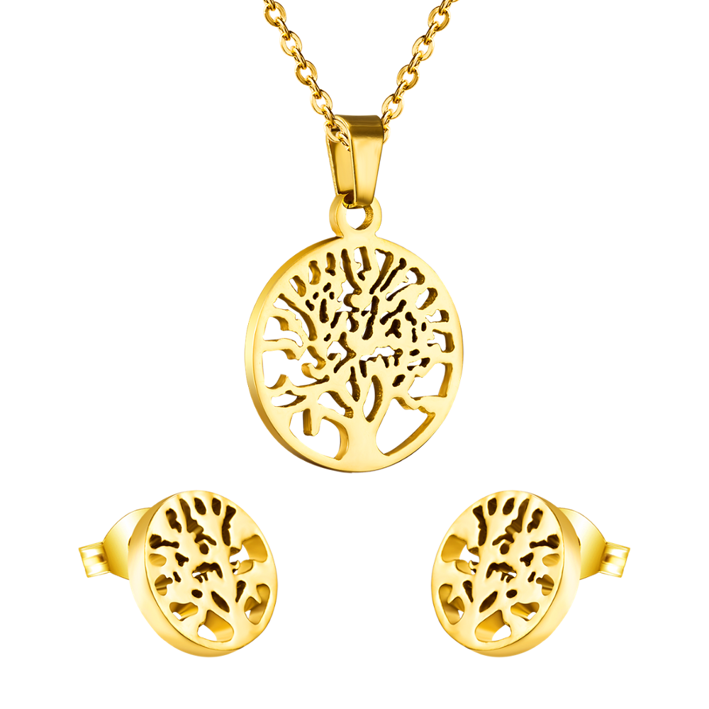 ASON Christmas Jewelry Sets Female Accessories Stainless Steel Tree Pendant Necklace Earring Sets Wholesale Party asonjewelry