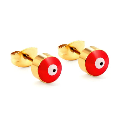 18k Gold Plated Red Cat Eye Stud Earrings asonjewelry