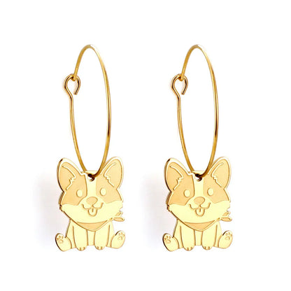 Fashion Stainless Steel Circle with Dog Earrings asonjewelry