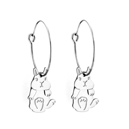 Fashion Stainless Steel Circle with Rabbit Earrings asonjewelry