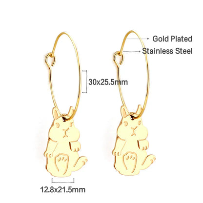 Fashion Stainless Steel Circle with Rabbit Earrings asonjewelry
