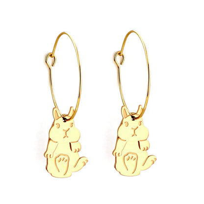 Fashion Stainless Steel Circle with Rabbit Earrings asonjewelry