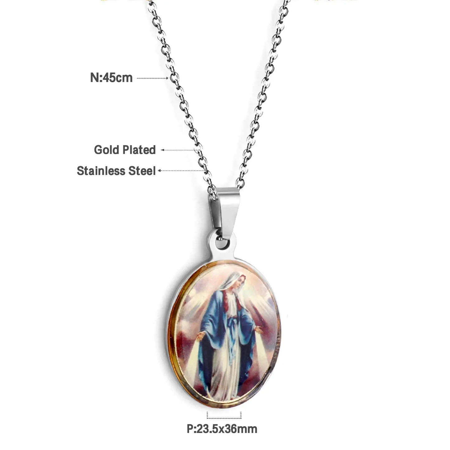 Stainless Steel Steel Color Pendant Necklace asonjewelry