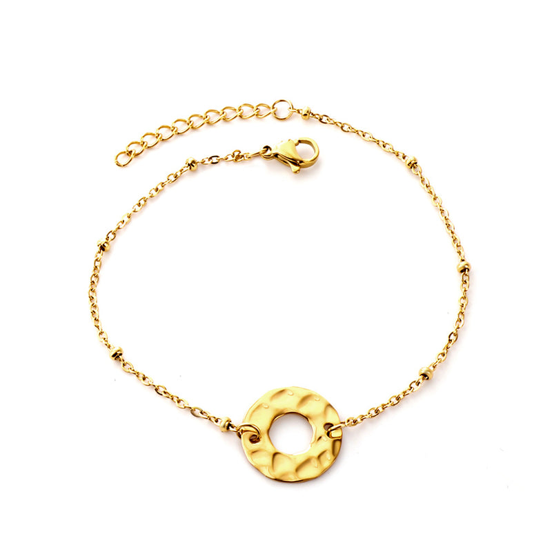 Pulsera de accesorios hueca redonda de acero inoxidable