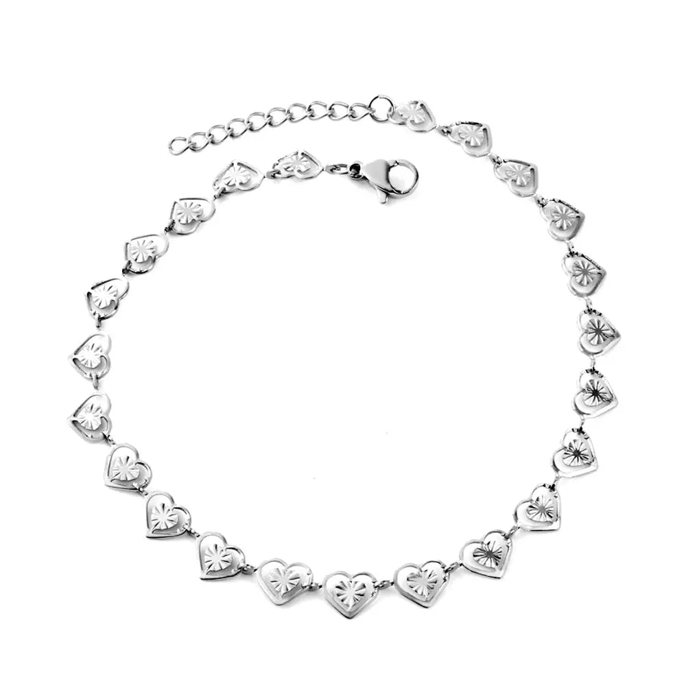 Stainless Steel 23 Heart-shapeds Anklet asonjewelry