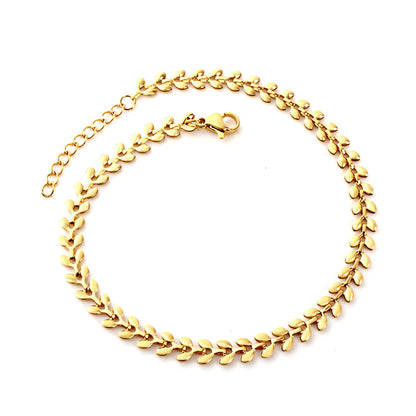 Stainless Steel 18k Gold Plated Sapling Anklet asonjewelry