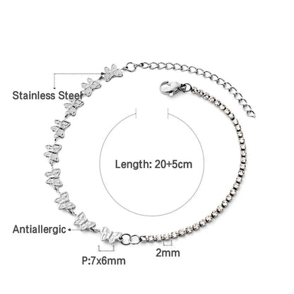 Stainless Steel 9 Butterflies + With Drill Chain Anklet asonjewelry