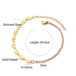9 Butterflies With Diamonds Chain Anklet