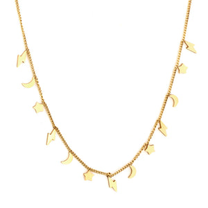 Collier Accessoire 5 Eclairs + 4 Lunes + 4 Étoiles