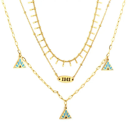 Blue Pyramid Accessories + Double 11 Accessory + Chain Triple Chain Necklace asonjewelry