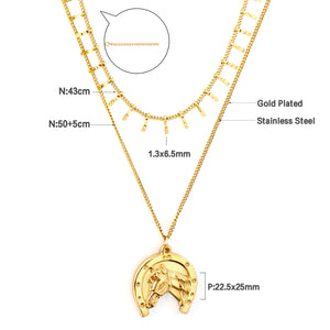 Accessoire tête de cheval demi-ronde + chaîne collier double chaîne