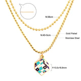 Mixed Color Rubik's Cube Accessory+Chain Double Chain Necklace