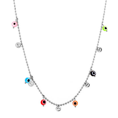 5 Circle Cross Accessories + 6 Mixed Color Eyeballs Necklace asonjewelry