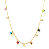 5 Circle Cross Accessories + 6 Mixed Color Eyeballs Necklace