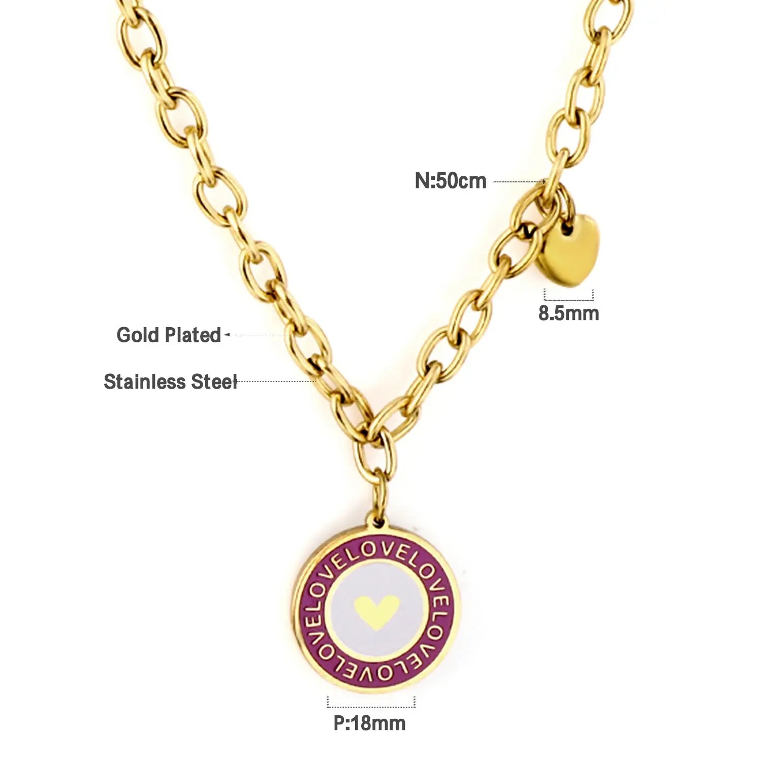 Round Mixed Color With Heart + Heart Accessory Necklace asonjewelry