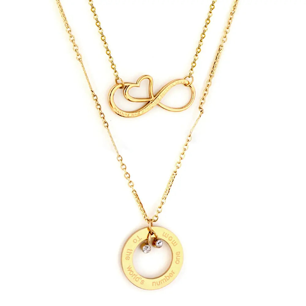 Circle Accessory with Double Steel Ball + Heart Accessory with Chain Double Chain Necklace asonjewelry