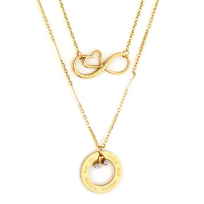Circle Accessory with Double Steel Ball + Heart Accessory with Chain Double Chain Necklace asonjewelry