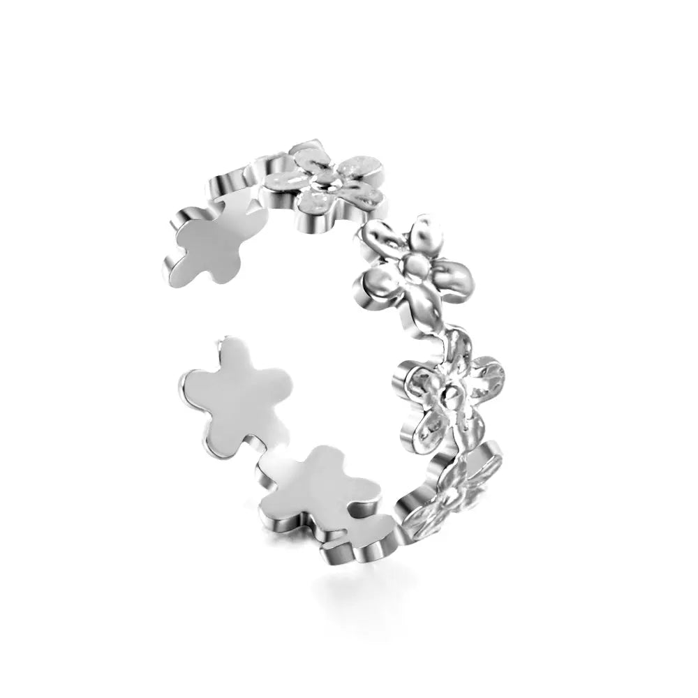 Stainless Steel 18k Gold Plated Flower Shape Ring asonjewelry