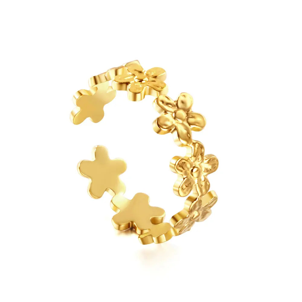 Stainless Steel 18k Gold Plated Flower Shape Ring asonjewelry