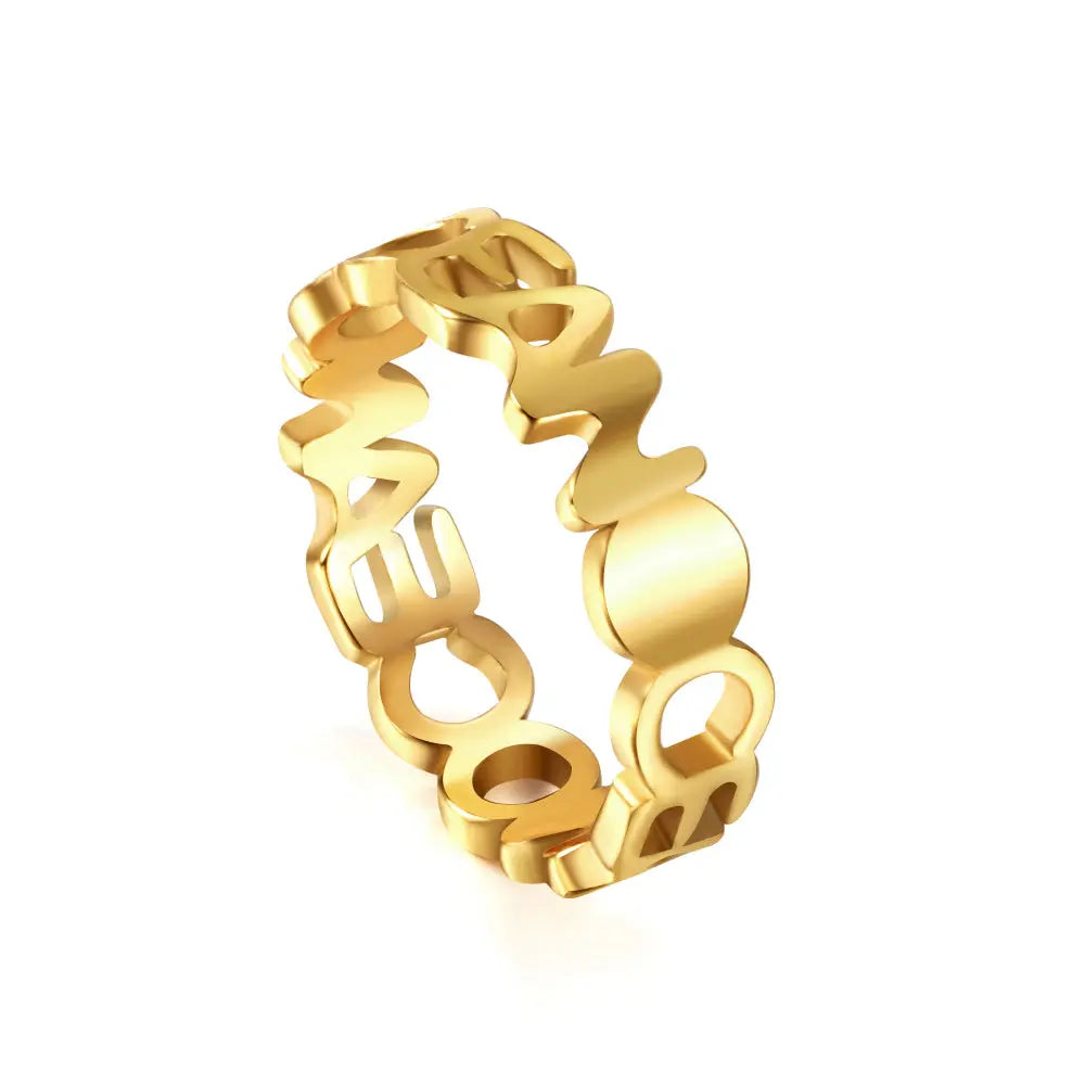 Stainless Steel 18k Gold Plated Letter Ring asonjewelry