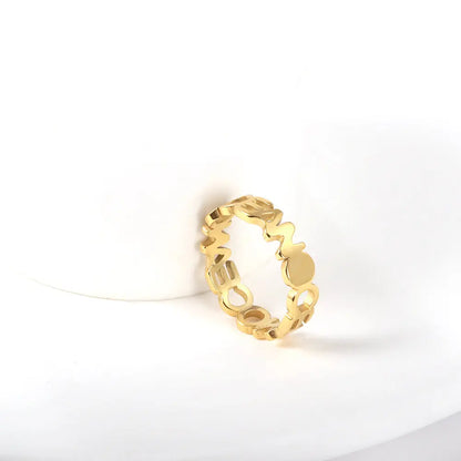Stainless Steel 18k Gold Plated Letter Ring asonjewelry