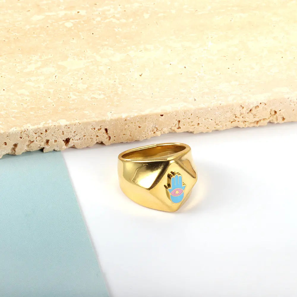 Stainless Steel 18k Gold Plated Palm Accessory Ring asonjewelry