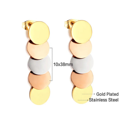 Stainless Steel Mixed Color Glossy Cut Stud Earrings asonjewelry