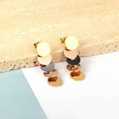 Stainless Steel Mixed Color Glossy Cut Stud Earrings asonjewelry