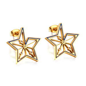 Stainless Steel Pentagram Hollow Stud Earrings