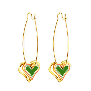 Heart-shaped Stainless Steel 18k Gold Plated Earrings for Women