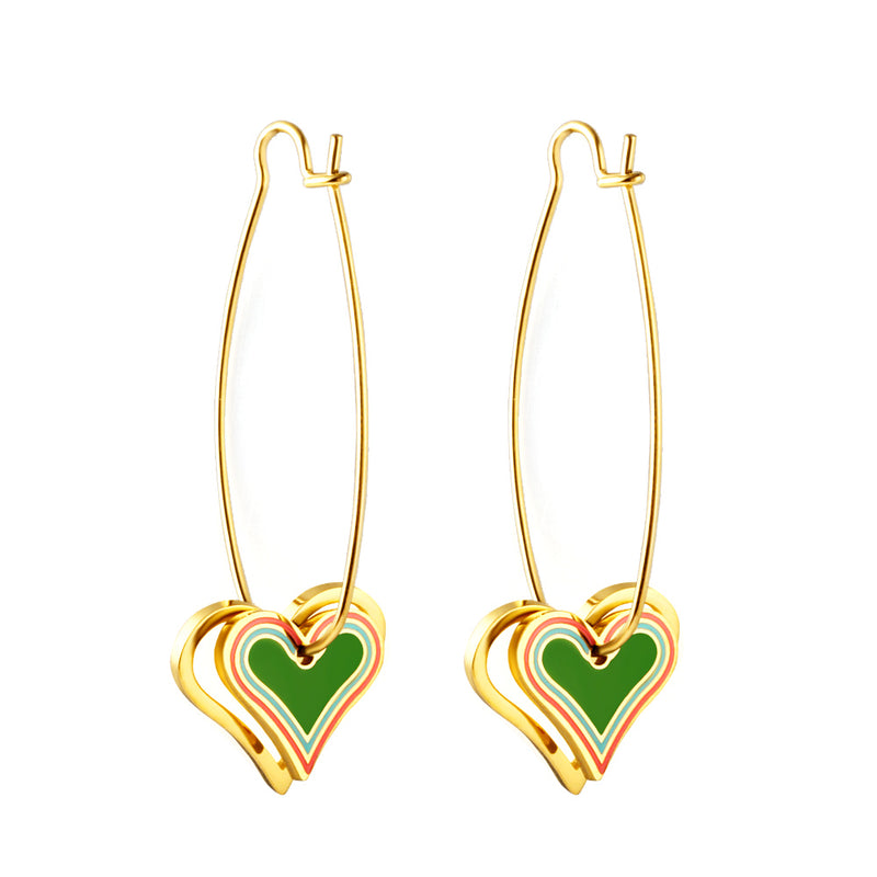 Heart-shaped Stainless Steel 18k Gold Plated Earrings for Women