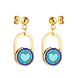 Stainless Steel Blue Heart Stud Earrings