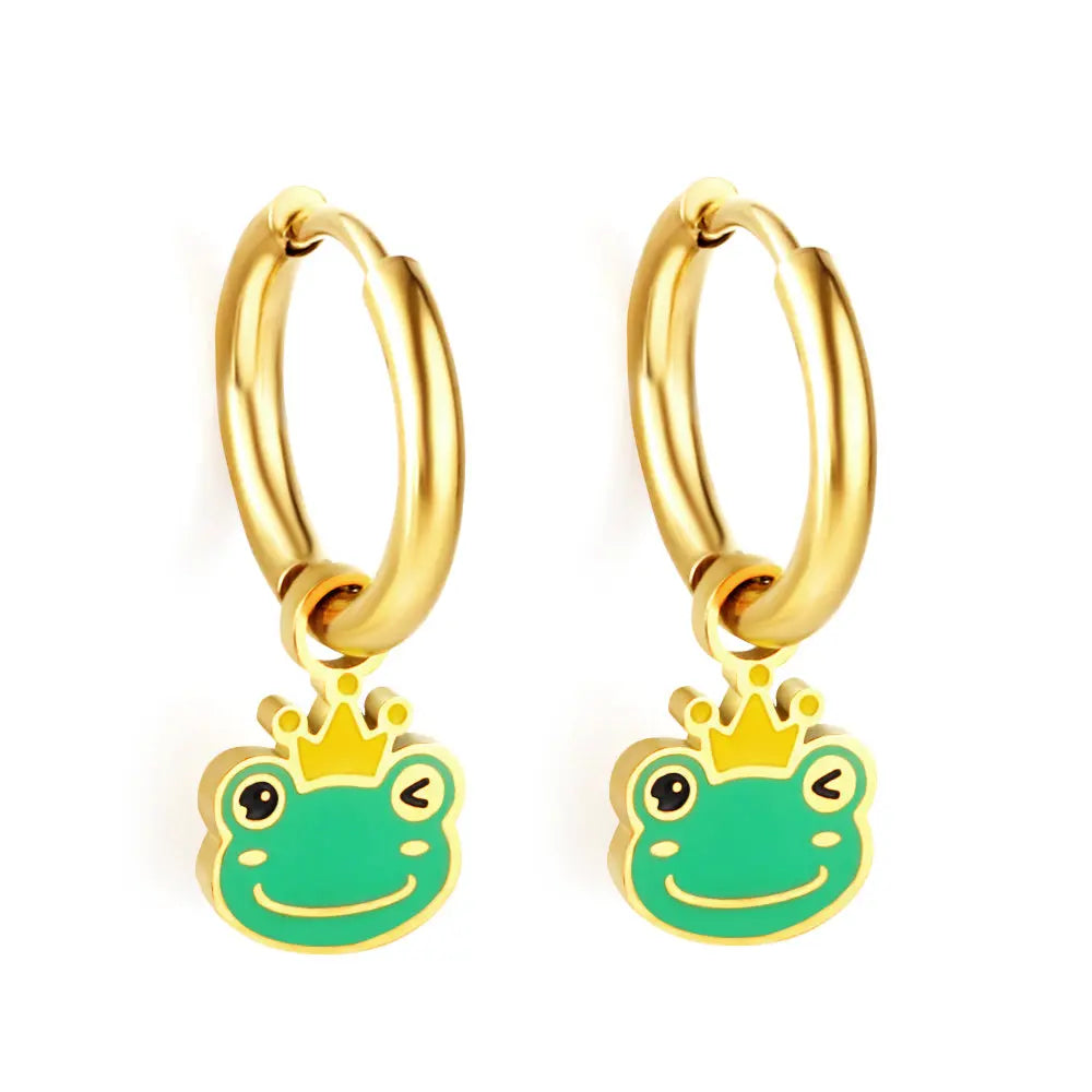 Stainless Steel 18k Gold Plated Frog Earrings asonjewelry