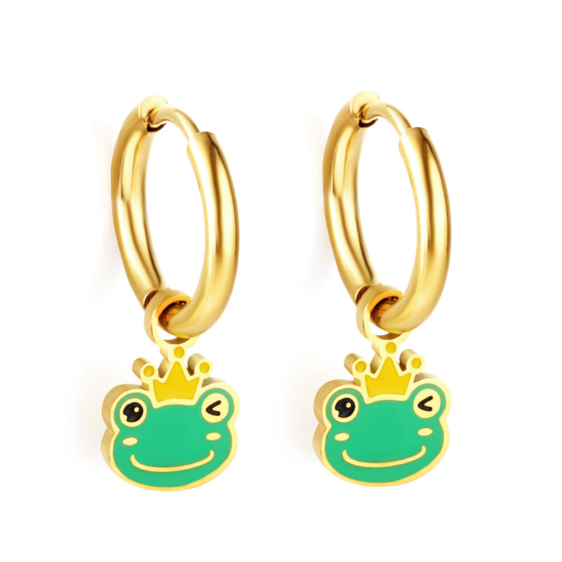 Stainless Steel 18k Gold Plated Frog Earrings