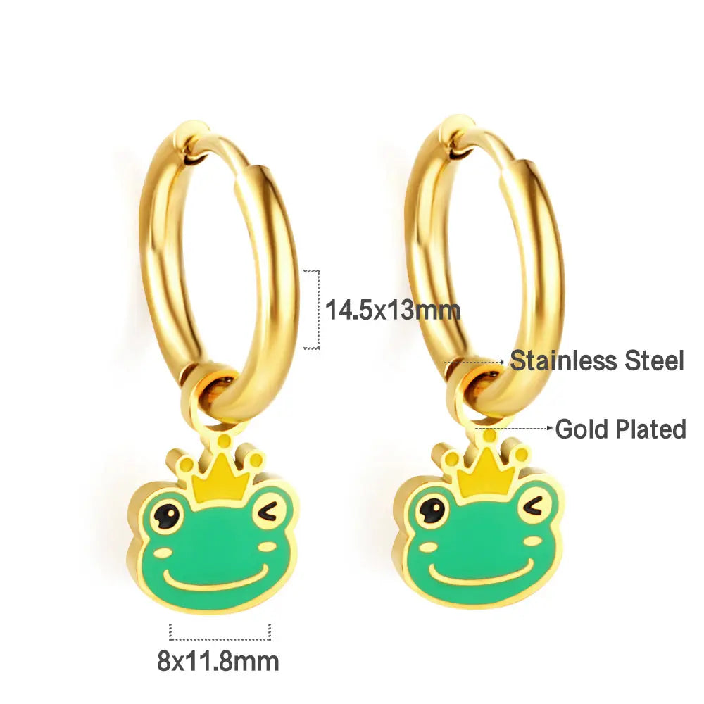Stainless Steel 18k Gold Plated Frog Earrings asonjewelry