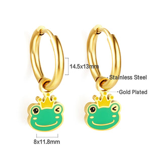 Stainless Steel 18k Gold Plated Frog Earrings
