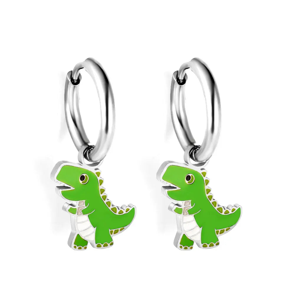 Stainless Steel 18k Gold Plated Dinosaur Earrings asonjewelry
