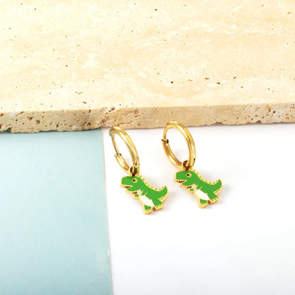 Stainless Steel 18k Gold Plated Dinosaur Earrings asonjewelry